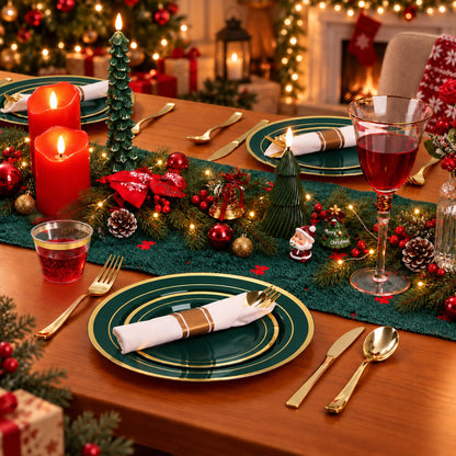 Elegant Dinnerware Set with Pre-Rolled Napkins