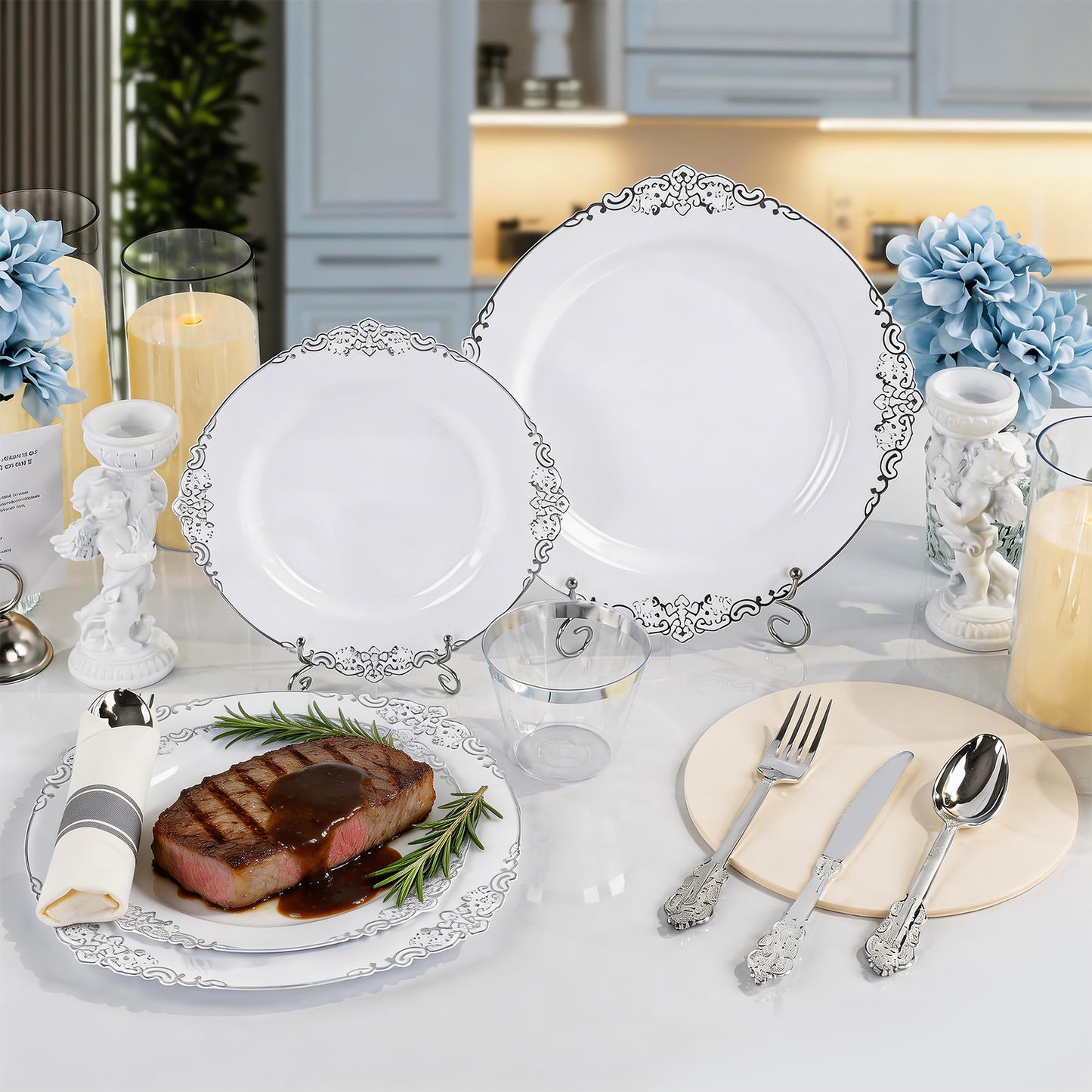 Make Parties Look Better with Disposable Retro Silver Plastic Dinnerware Sets