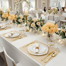 Vintage Disposable Plastic Dinnerware Sets with Gold Pattern Rim