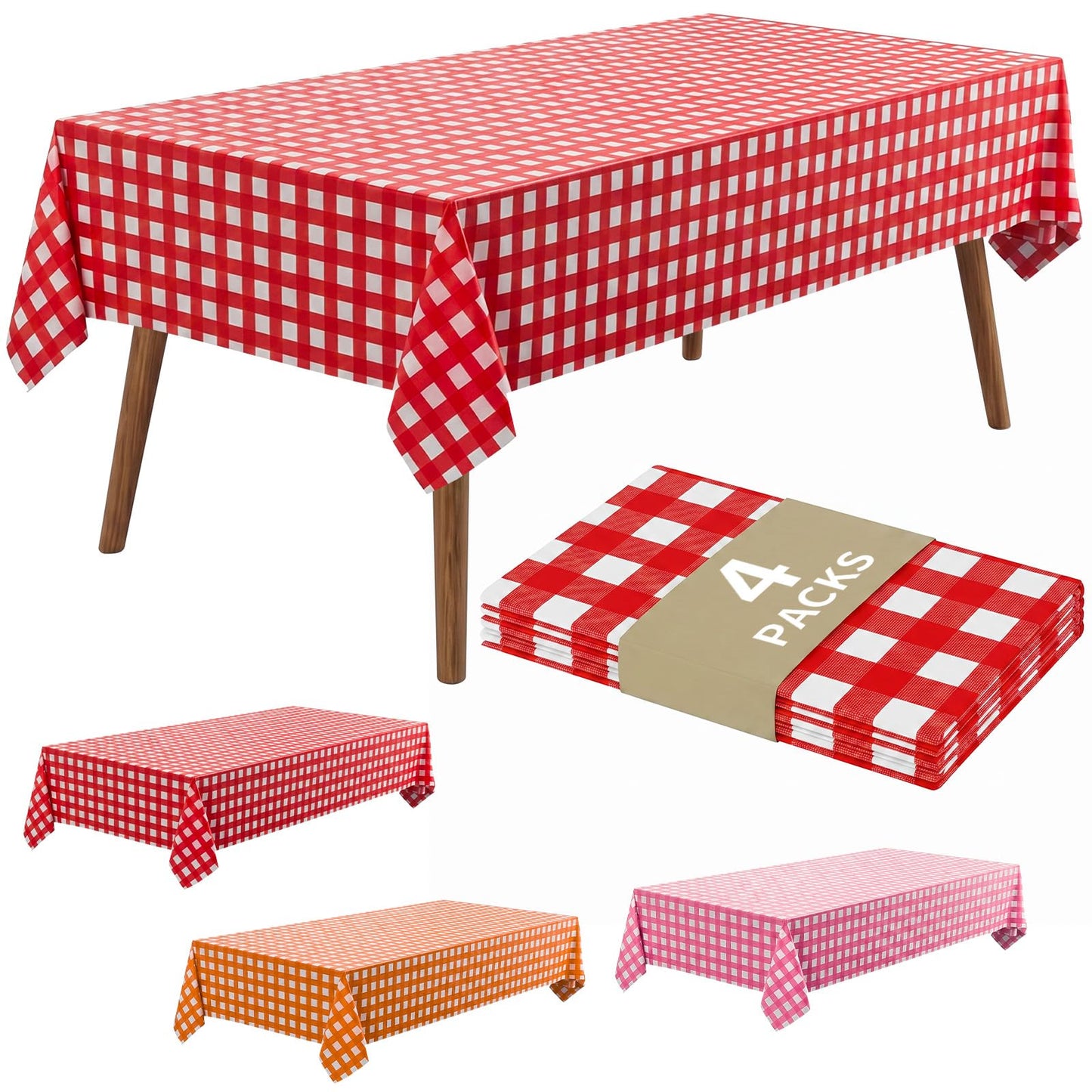 54 x 108 Inch Rectangle Disposable Plastic Tablecloth for Party, Picnic, and Barbecue