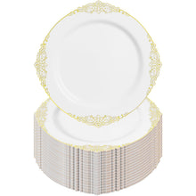 100PCS 10.25-inch Disposable Heavy Duty Vintage Plastic Plates for Wedding, Party, and Daily Use