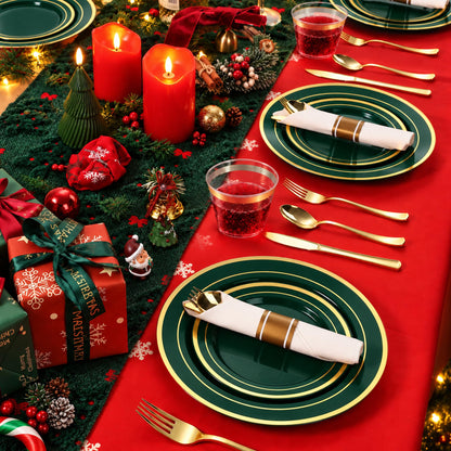 Elegant Dinnerware Set with Pre-Rolled Napkins