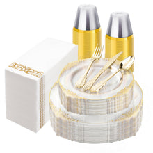Luxury Look Retro Clear with Gold Rim Dinnerware Set for Party, Wedding