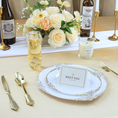 Goodluck 9 oz Disposable Stemless Clear with Gold Rim  Plastic Champagne Flutes for Party, Graduation & Wedding