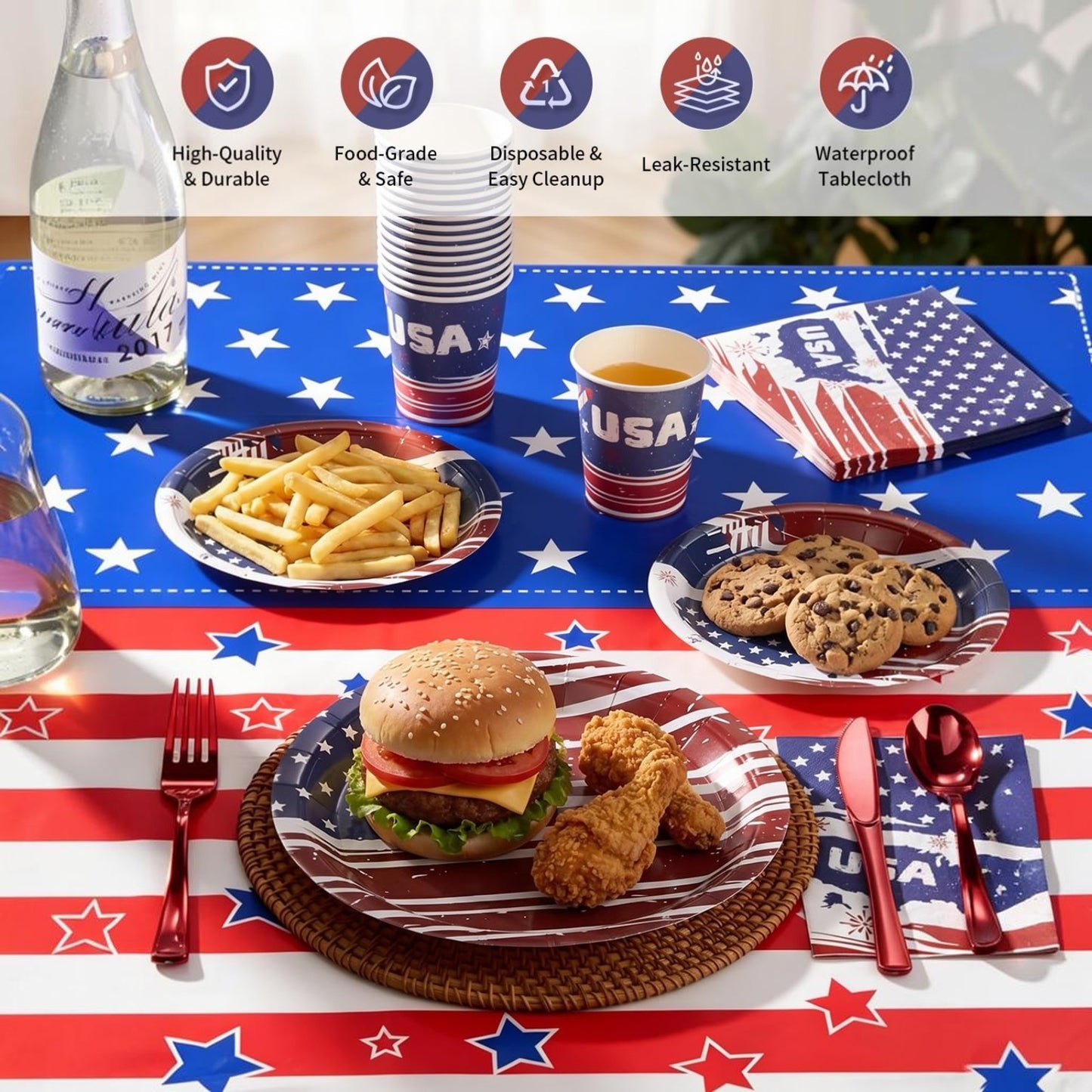 Paper Plates and Napkins Set for Specific holidays like Independence Day, Soccer Theme Party