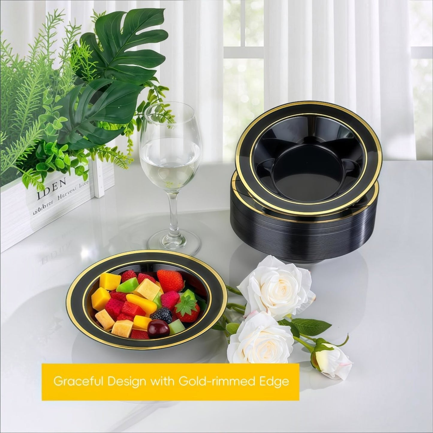 12-Ounce Disposable Bowls with Double Rims for Parties