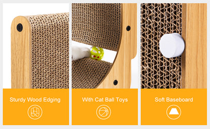 Goodluck Poils bebe L Shape 26.8 Inch Cat Scratcher with Ball Toy for Indoor