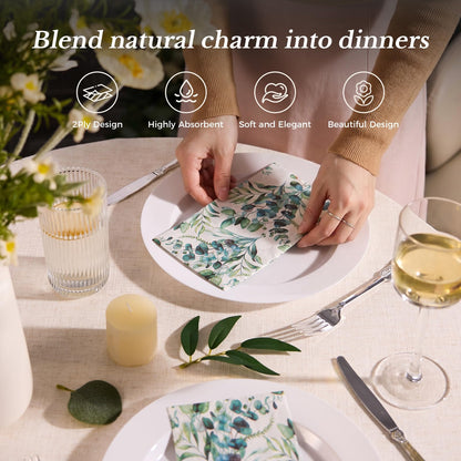 2-Ply Soft Vintage Rustic Botanical Absorbent Guest Napkins for Wedding, Bridal Shower, Tea Party, Kitchen and Guest Room