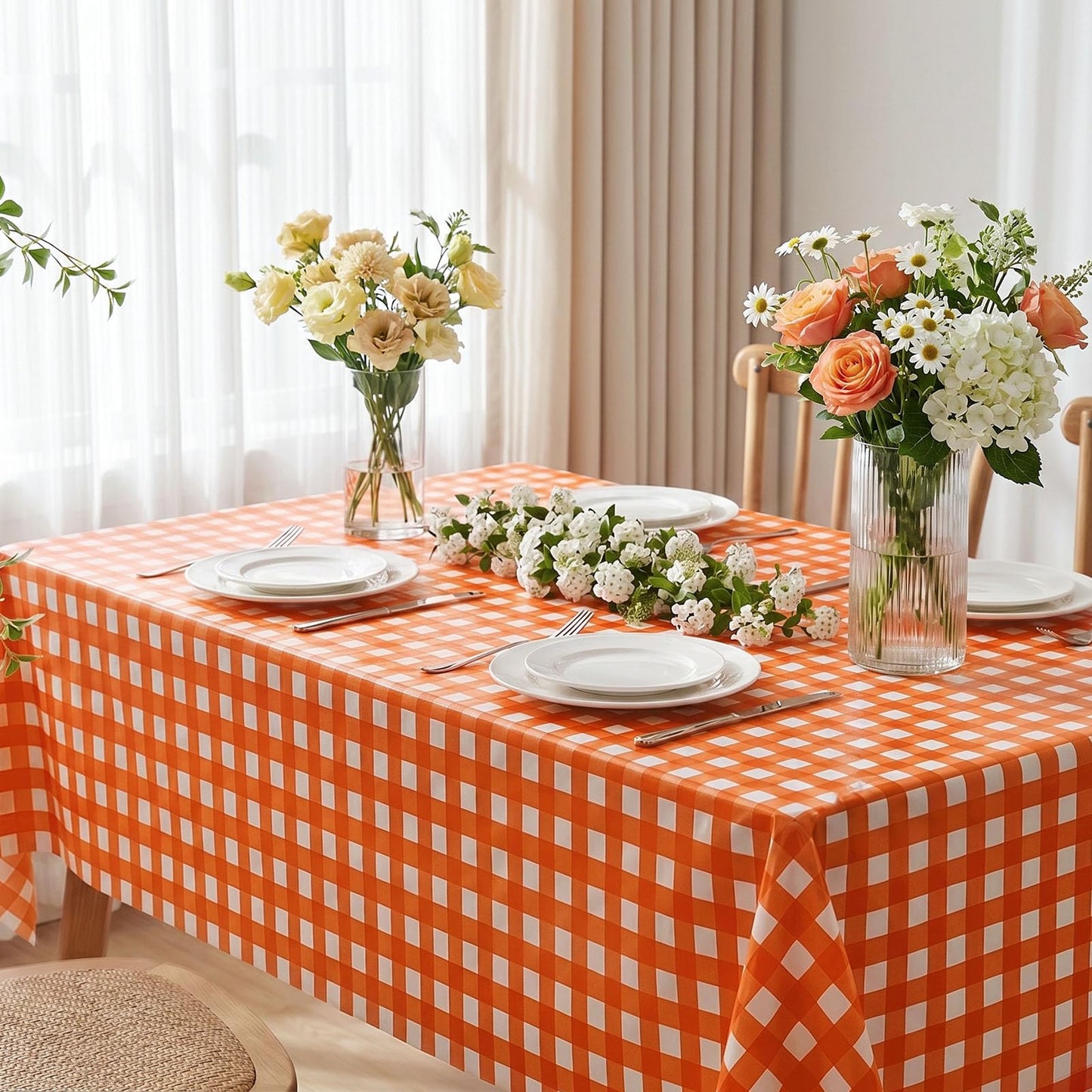 54 x 108 Inch Rectangle Disposable Plastic Tablecloth for Party, Picnic, and Barbecue