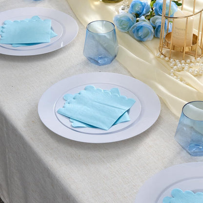 100-Pack 2-Ply 5 x 5 Inches Scalloped Disposable Napkins for Wedding, Birthday, Valentine's Day, and Baby Christening Party Decorations