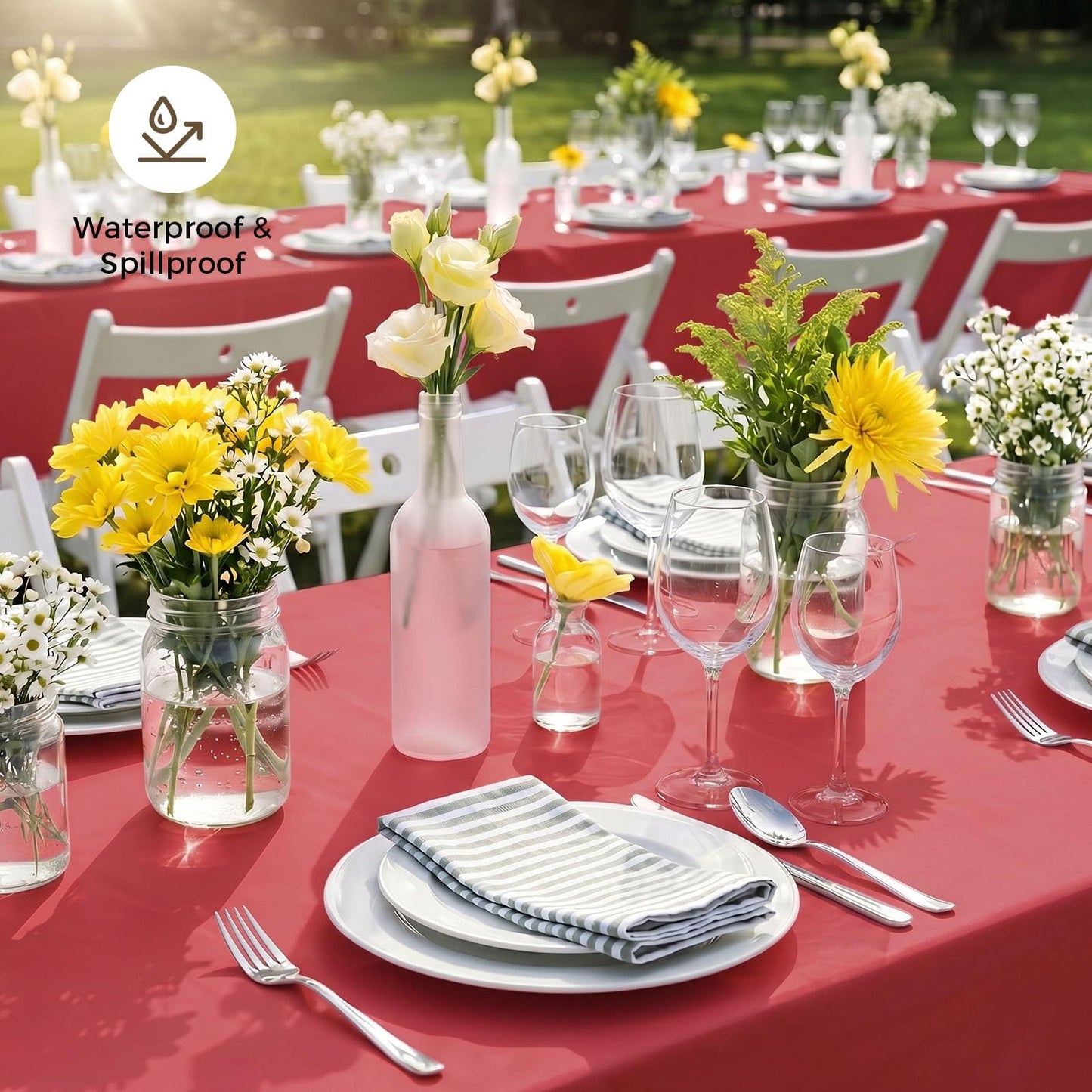 54 x 108 Inch Rectangle Disposable Plastic Tablecloth for Party, Picnic, and Barbecue