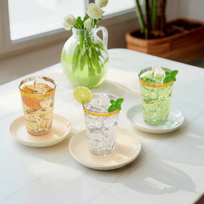 Disposable Gold Rim Plastic Cups for Wedding, Thanksgiving, Christmas, and Parties
