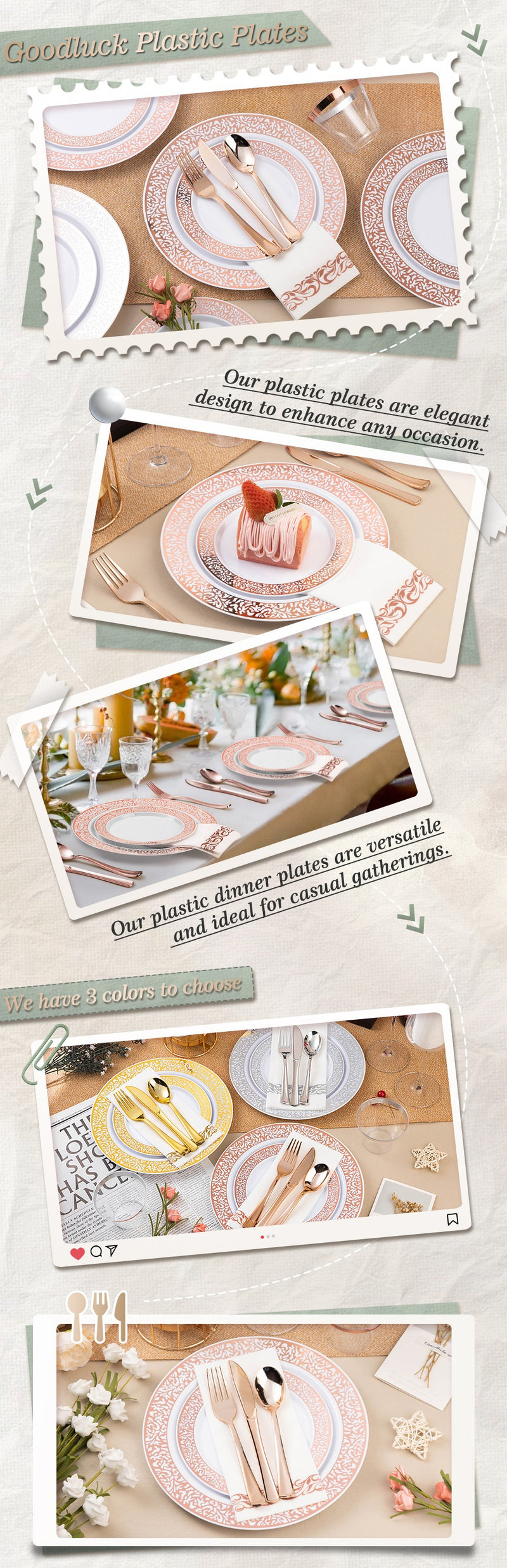 Rose gold / 50 Guests（🔥Most Popular）