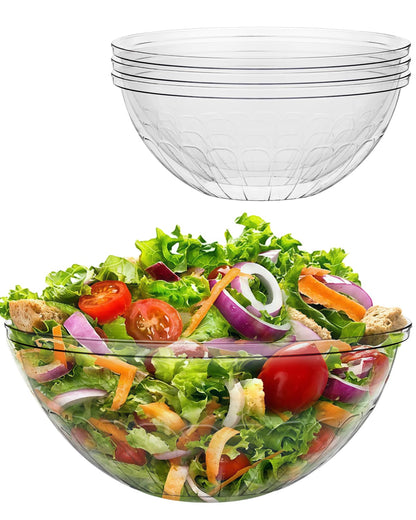 Goodluck 4 Pack 150 Ounce Disposable Clear Plastic Serving Bowls for Chips, Salad, Candy, Snacks