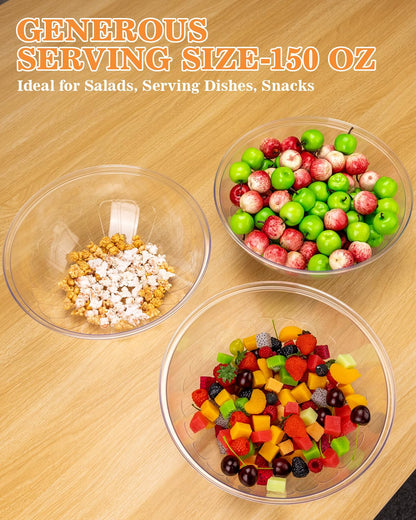 Goodluck 4 Pack 150 Ounce Disposable Clear Plastic Serving Bowls for Chips, Salad, Candy, Snacks