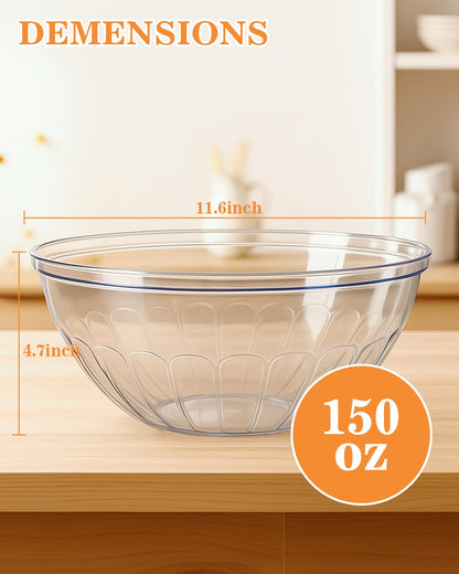 Goodluck 4 Pack 150 Ounce Disposable Clear Plastic Serving Bowls for Chips, Salad, Candy, Snacks