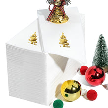Goodluck 50 Pack Disposable Gold Christmas Tree Napkins for Party, Dinner, Wedding