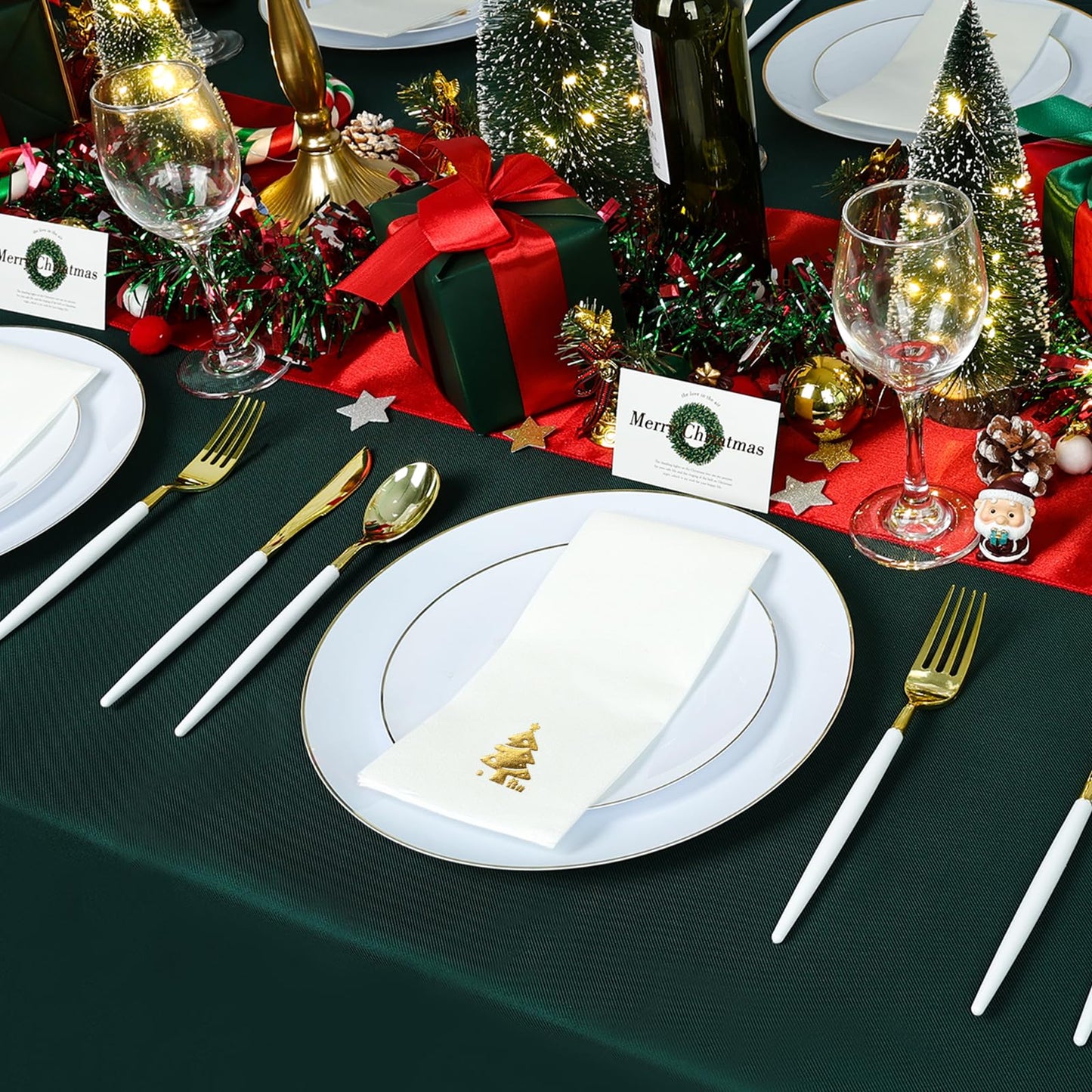 Goodluck 50 Pack Disposable Gold Christmas Tree Napkins for Party, Dinner, Wedding