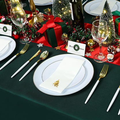 Goodluck 50 Pack Disposable Gold Christmas Tree Napkins for Party, Dinner, Wedding