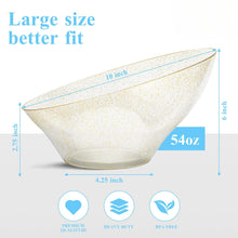 Goodluck 12 Pack 54oz Angled Disposable Clear with Gold Glitter Serving Bowls for Chips, Snacks, Fruit, Salad