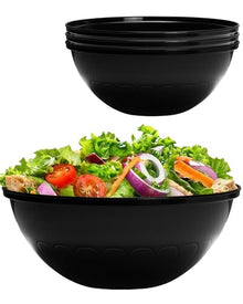 Goodluck 4 Pack 150oz Reusable Black Plastic Serving Bowls for Party for Salad, Snacks, Candy Dishes