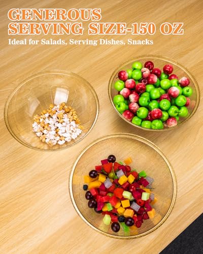 Goodluck 4 Pack 150oz Reusable Glitter Gold Plastic Serving Bowls for Party for Salad, Snacks, Candy Dishes