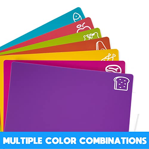 Goodluck 7 Pieces Flexible Cutting Boards, BPA Free Plastic Cutting Boards for Kitchen, Non Slip Cutting Mat for Meat and Vegetables, Thanksgiving