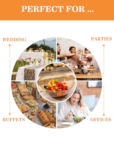 Goodluck 4 Pack 150oz Reusable Glitter Gold Plastic Serving Bowls for Party for Salad, Snacks, Candy Dishes