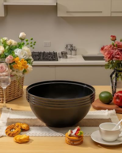 Goodluck 4 Pack 150oz Reusable Black Plastic Serving Bowls for Party for Salad, Snacks, Candy Dishes