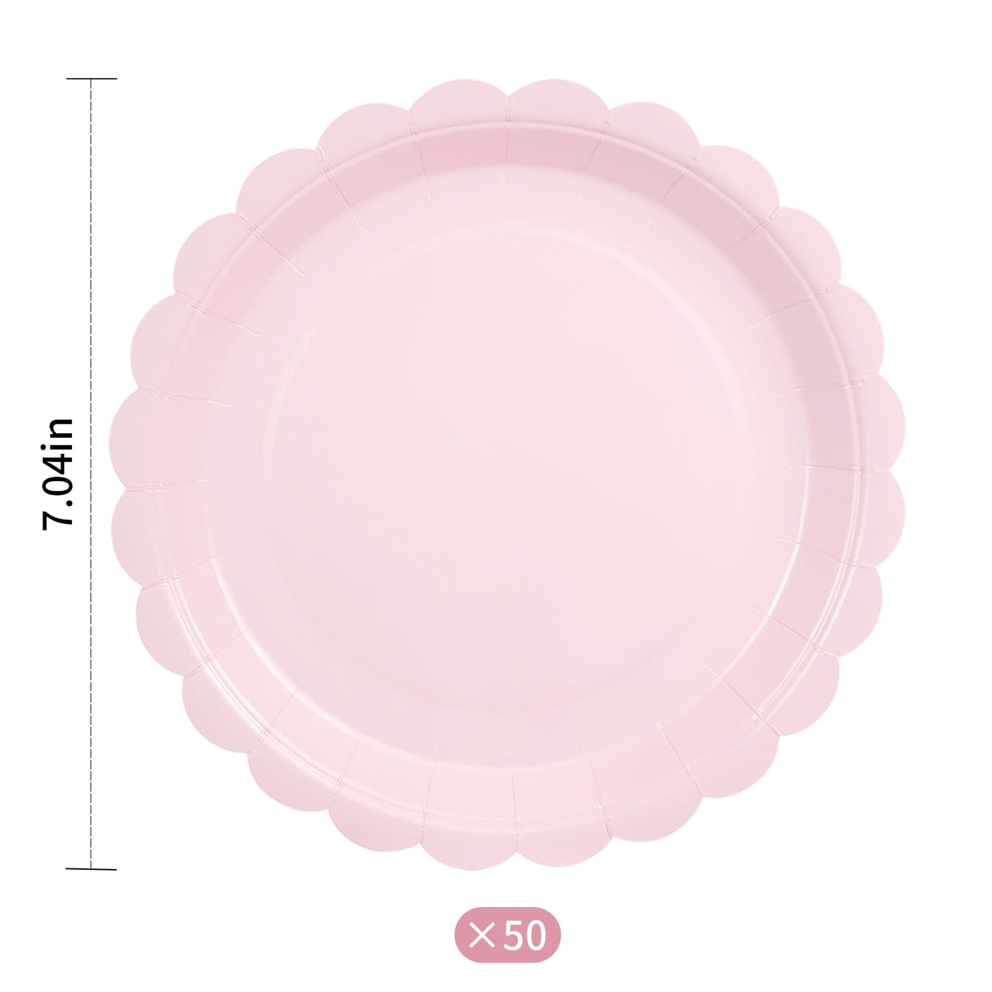 50 PCS 7 in Scalloped Disposable Dessert Plates for Wedding, Baby Shower, Birthday Party