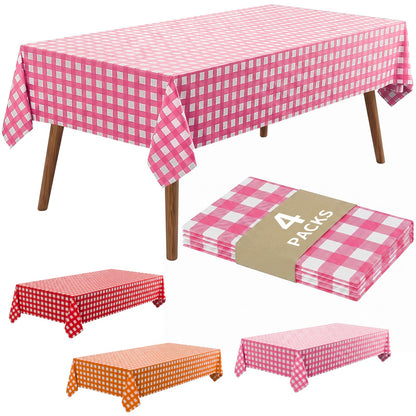 54 x 108 Inch Rectangle Disposable Plastic Tablecloth for Party, Picnic, and Barbecue