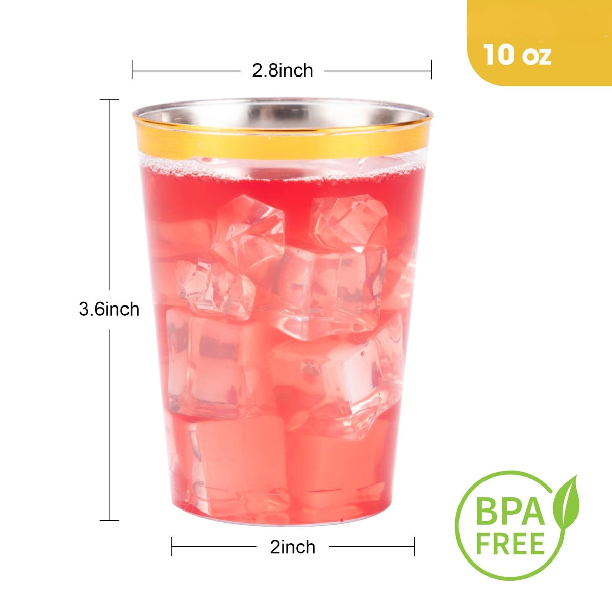 Disposable Gold Rim Plastic Cups for Wedding, Thanksgiving, Christmas, and Parties