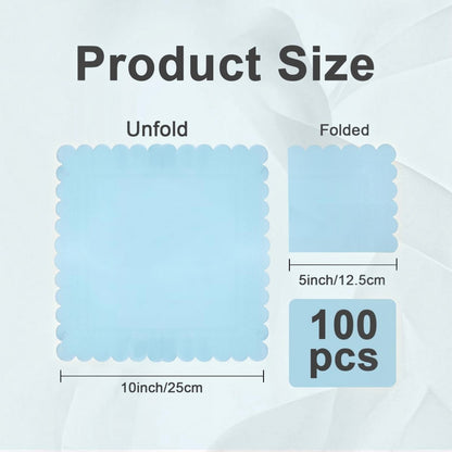 100-Pack 2-Ply 5 x 5 Inches Scalloped Disposable Napkins for Wedding, Birthday, Valentine's Day, and Baby Christening Party Decorations