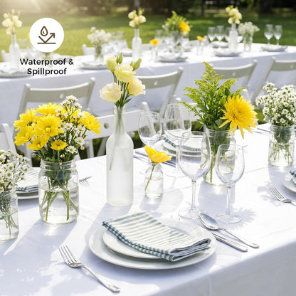 54 x 108 Inch Rectangle Disposable Plastic Tablecloth for Party, Picnic, and Barbecue