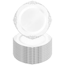 100PCS 10.25-inch Disposable Heavy Duty Vintage Plastic Plates for Wedding, Party, and Daily Use