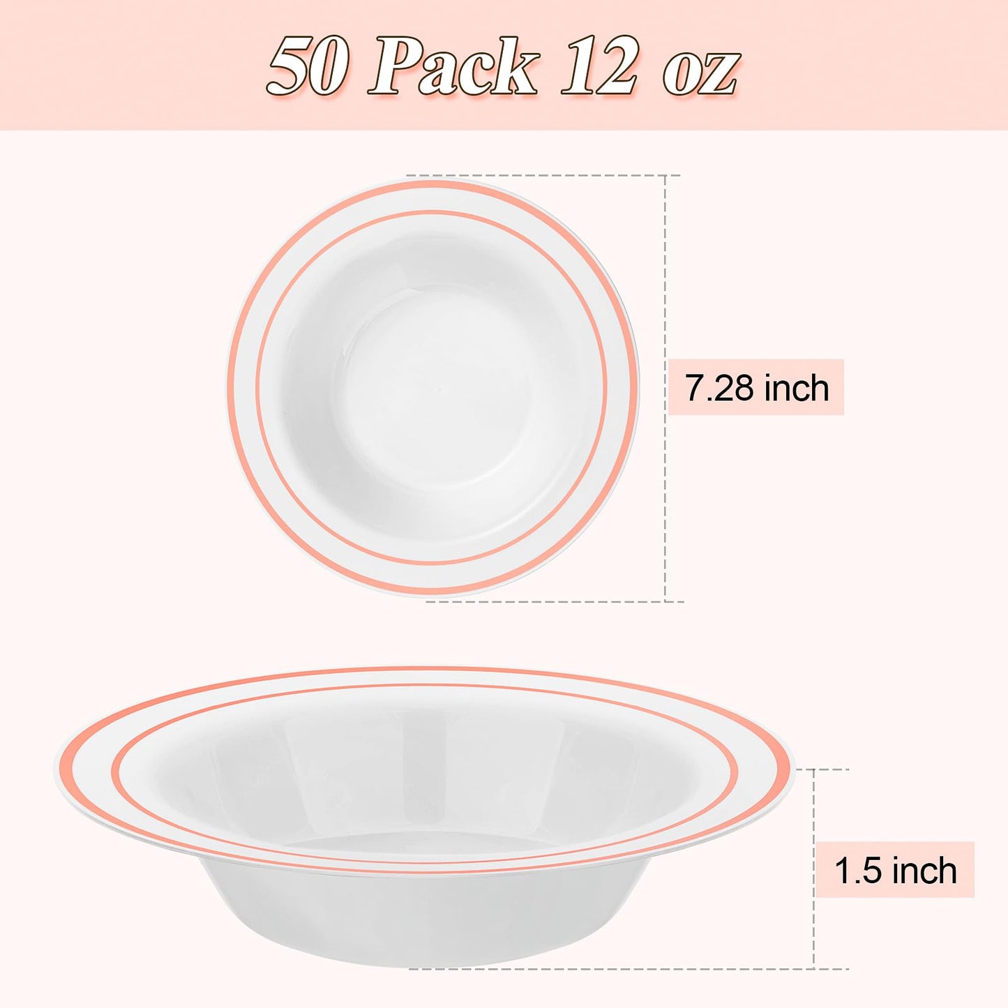 12-Ounce Disposable Bowls with Double Rims for Parties