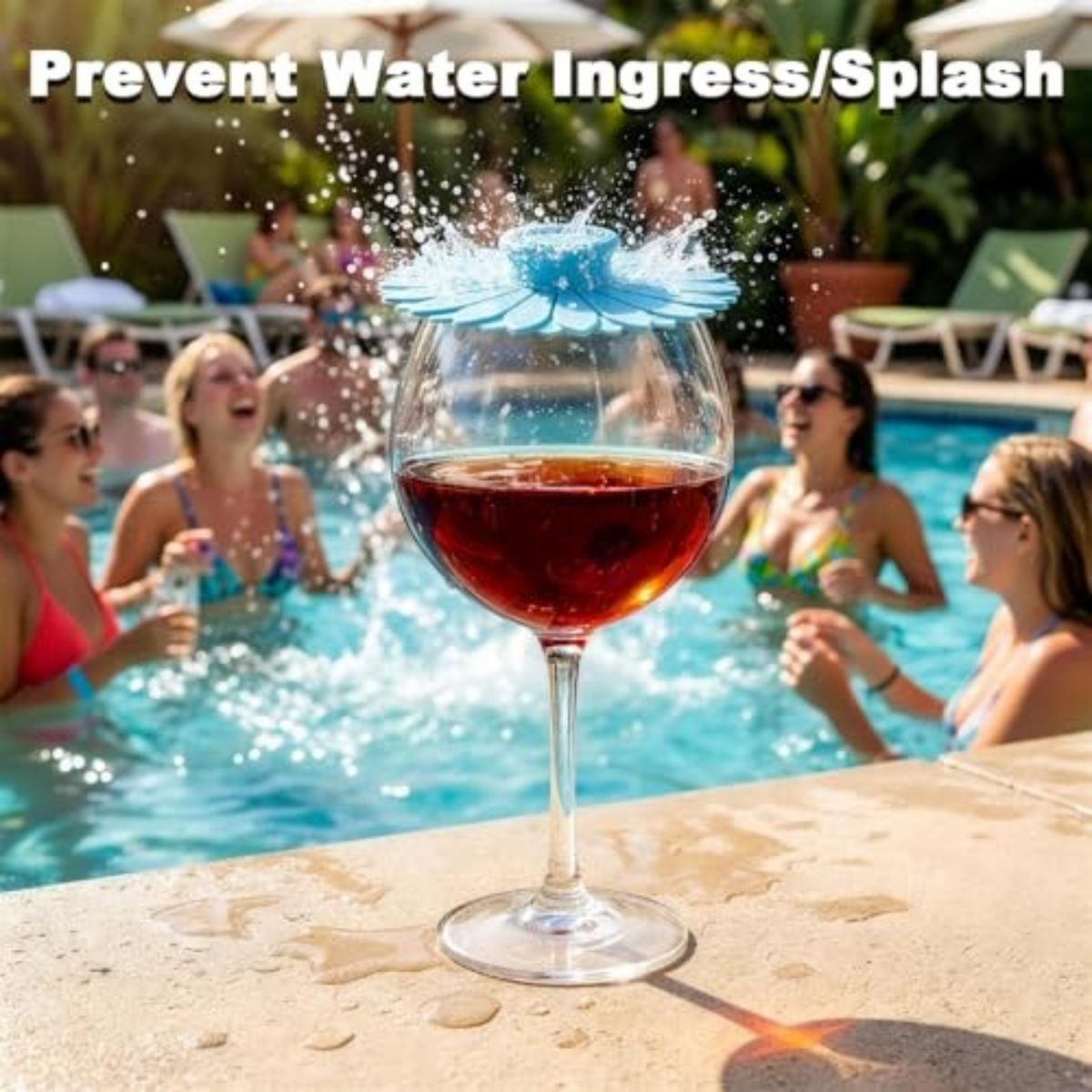 18oz Floating Pool Wine Glasses with Sunflower Lids