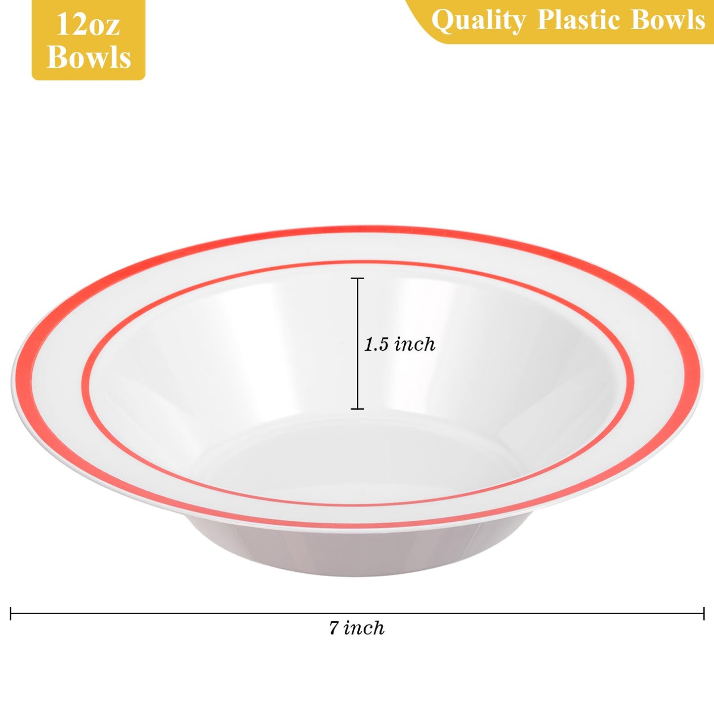 Durable and Sturdy 12-Ounce Disposable Bowls with Gold Spoon for ice cream, soup, fruit, and daily use