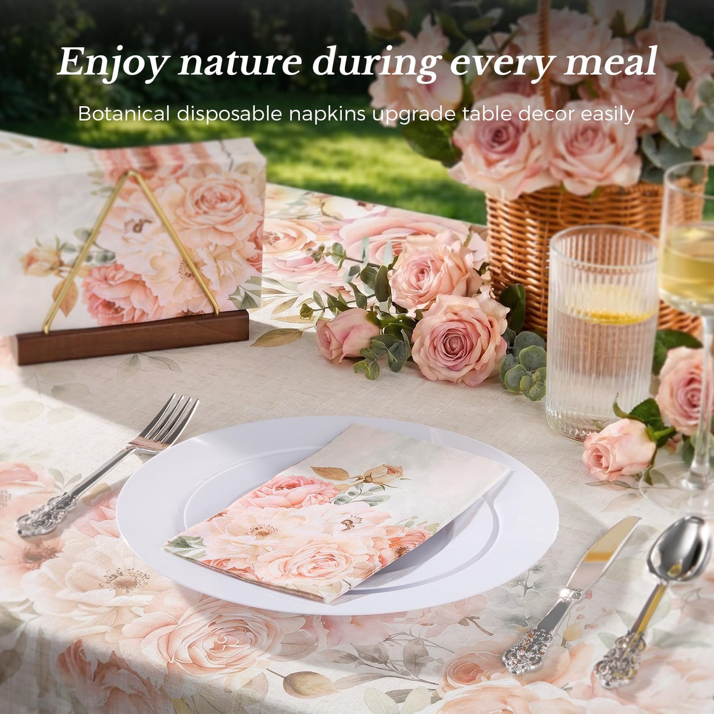 2-Ply Soft Vintage Rustic Botanical Absorbent Guest Napkins for Wedding, Bridal Shower, Tea Party, Kitchen and Guest Room