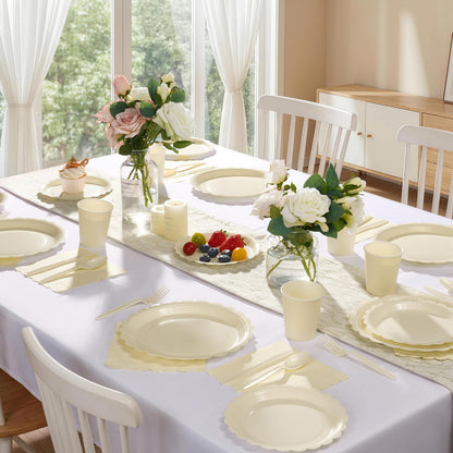 Fancy Disposable Paper Dinnerware Set for Birthday, Wedding, Bridal, and Baby Shower