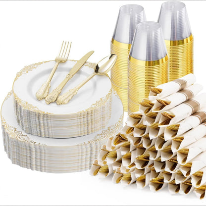 Luxury Disposable Dinnerware for Weddings & Parties,Stress-Free Celebration Party-Ready in Minutes