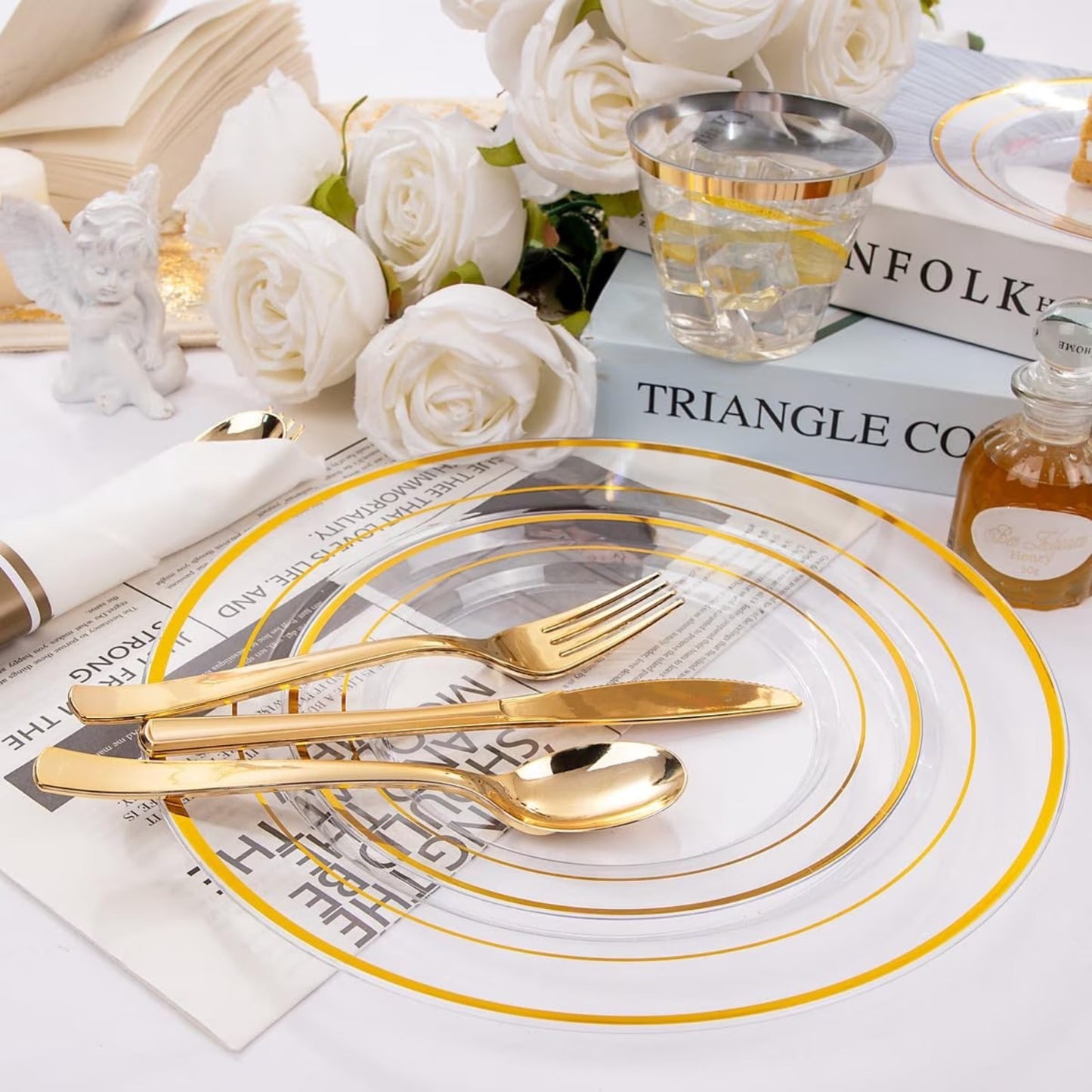Elegant Parties Dinnerware Set with Napkins,Impress Your Guests
