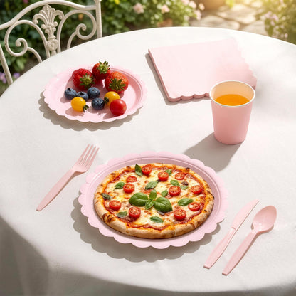 Fancy Disposable Paper Dinnerware Set for Birthday, Wedding, Bridal, and Baby Shower