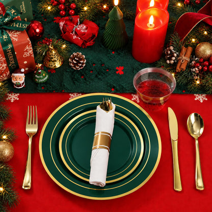 Elegant Dinnerware Set with Pre-Rolled Napkins