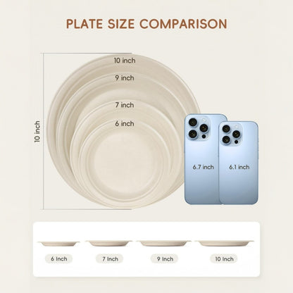White 100% FSC Certified Heavy Duty Sugarcane Bulk Compostable Eco-Friendly Disposable Plates