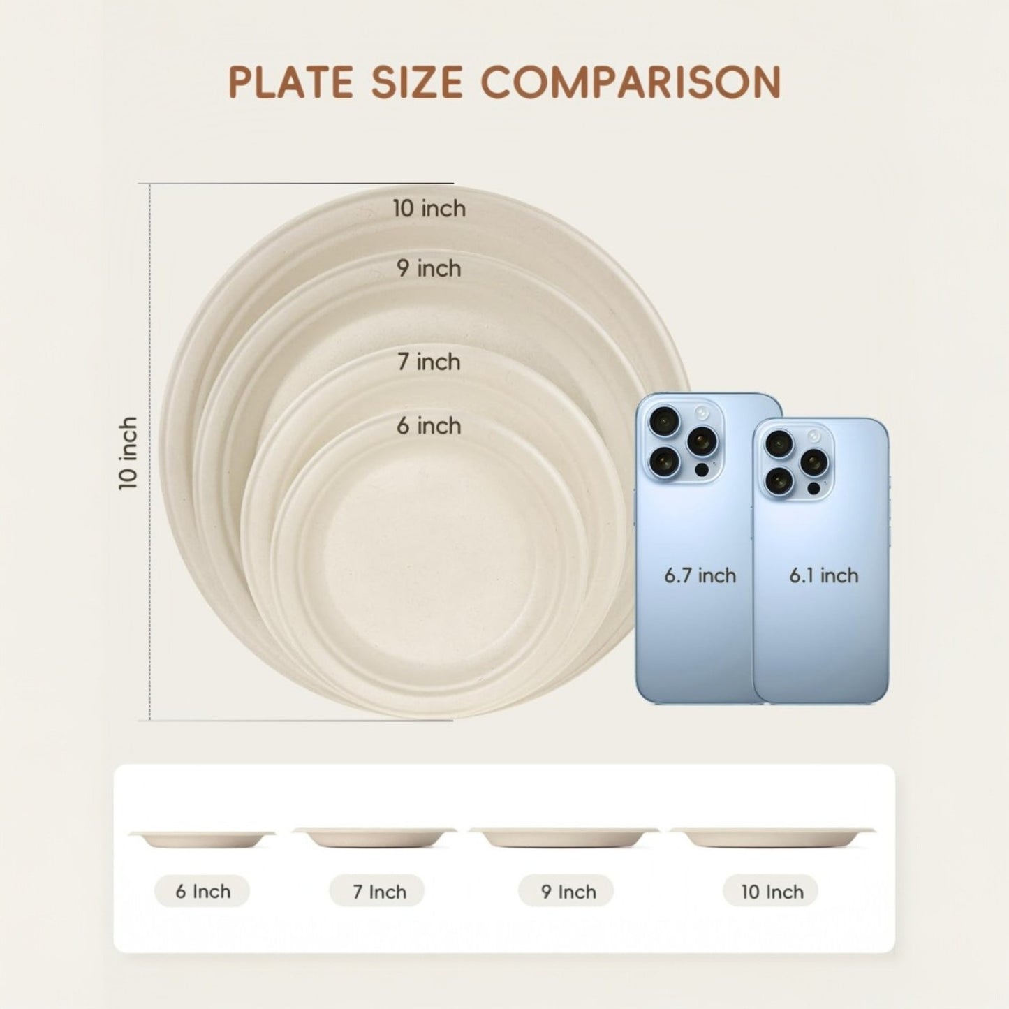 White 100% FSC Certified Heavy Duty Sugarcane Bulk Compostable Eco-Friendly Disposable Plates