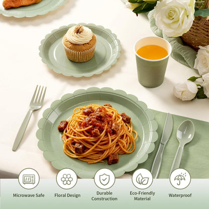 Fancy Disposable Paper Dinnerware Set for Birthday, Wedding, Bridal, and Baby Shower