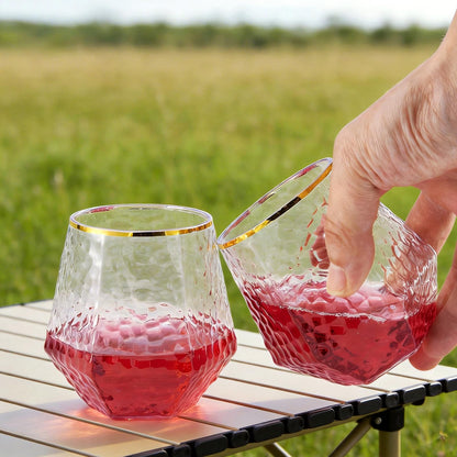 12 Oz Hammered Diamond Stemless Plastic Wine Glasses for Weddings, Birthday Parties, Family Gatherings, Bars