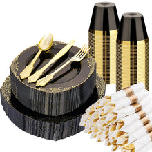 Retro High-Heavy Durable Disposable Dinnerware Set for Wedding, Party, Graduation