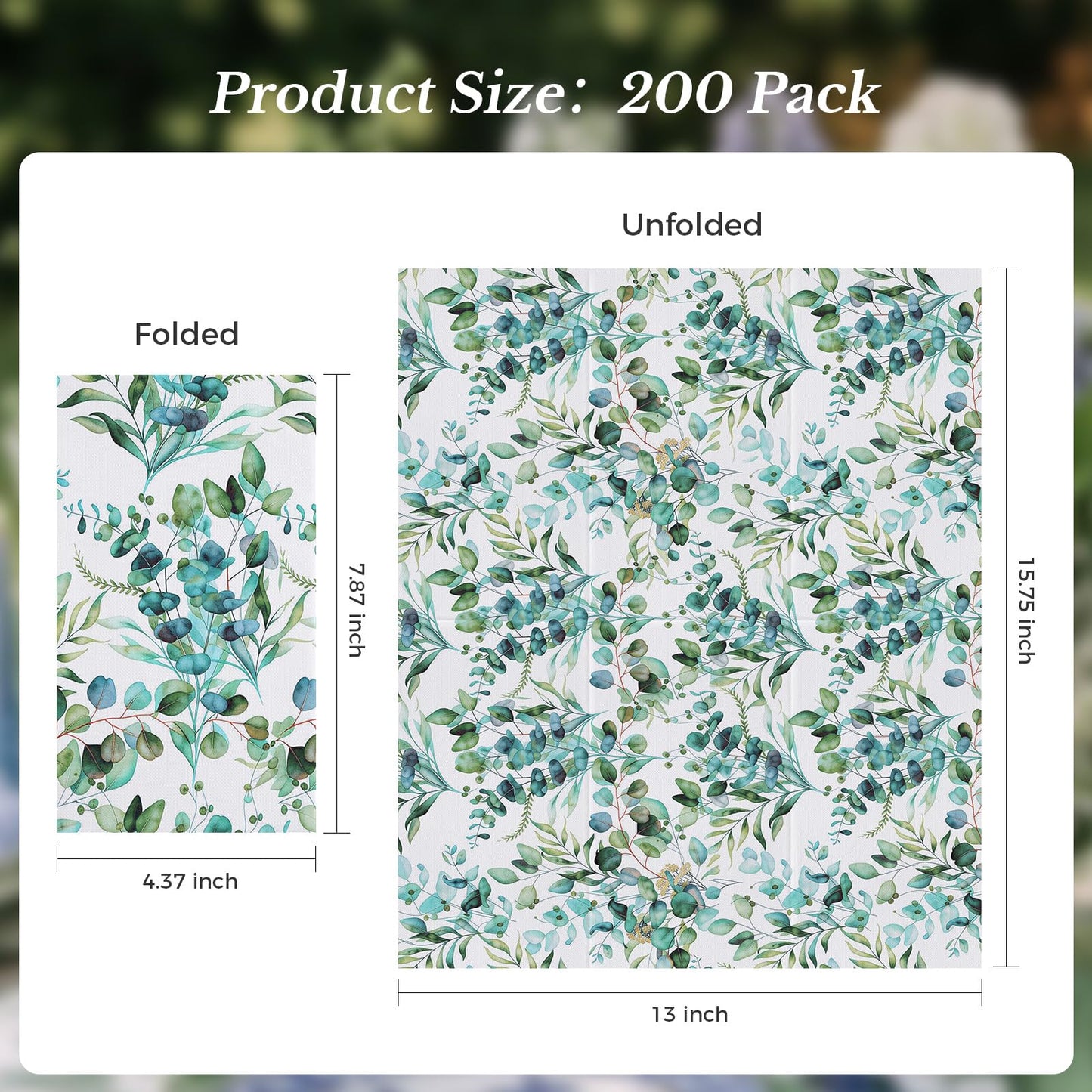 2-Ply Soft Vintage Rustic Botanical Absorbent Guest Napkins for Wedding, Bridal Shower, Tea Party, Kitchen and Guest Room